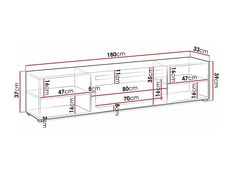 Mesa para TV Charlotte 190, 180x39x33cm