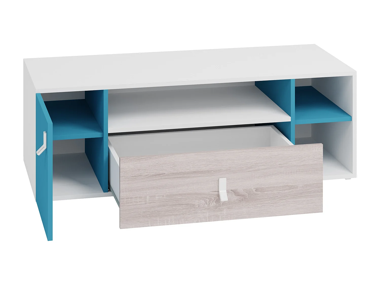 Meuble TV Camteso 108, Chêne|Noir|Beige, Le nombre de portes: 1, Nombre de tiroirs: 1,