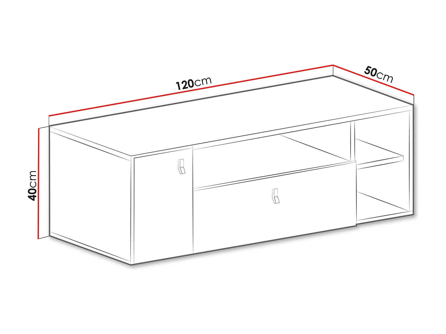 Meuble TV Camteso 108, Chêne|Noir|Beige, Le nombre de portes: 1, Nombre de tiroirs: 1,