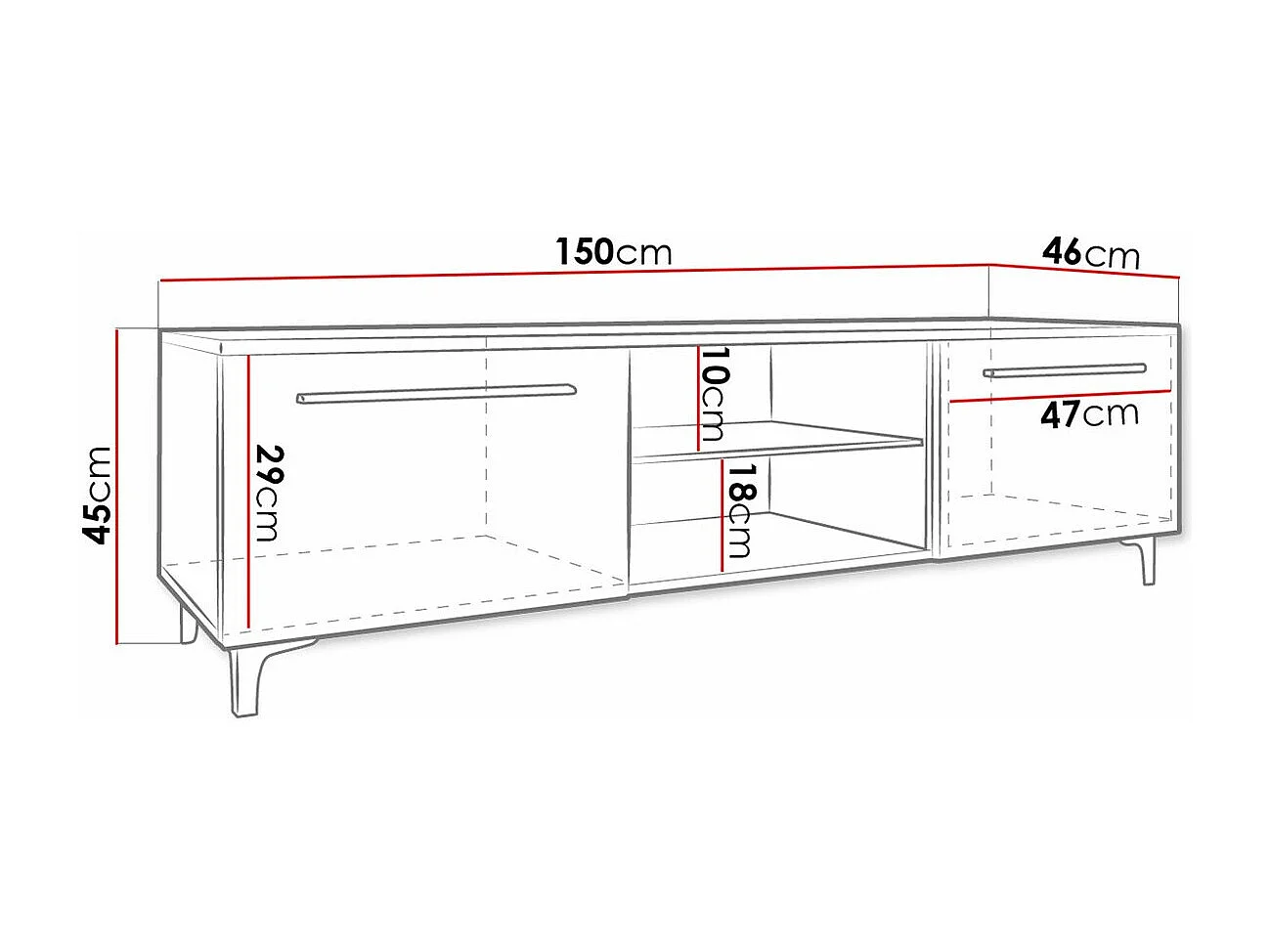 Mueble TV Nashville 120, Número de puertas: 2.00, 150x44x45cm