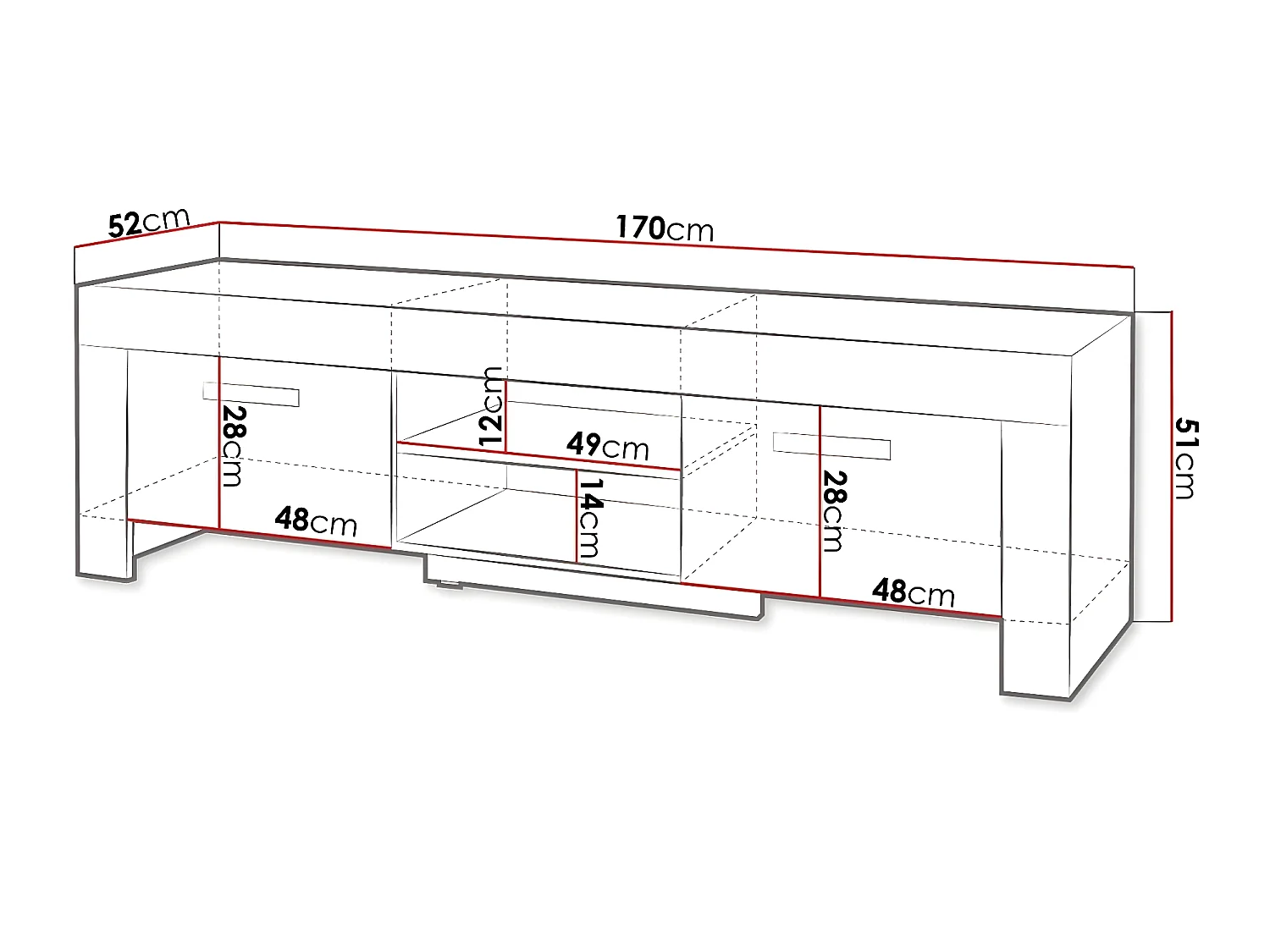 Mueble TV Toledo C111, Número de puertas: 2.00, 170x51x52cm
