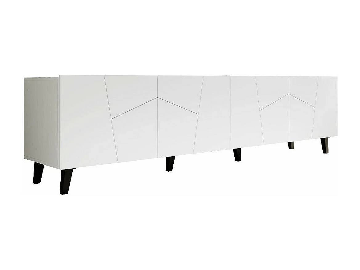 Mueble TV Charlotte 181, Negro|Blanco, Número de puertas: 4.00, 201x53x42cm