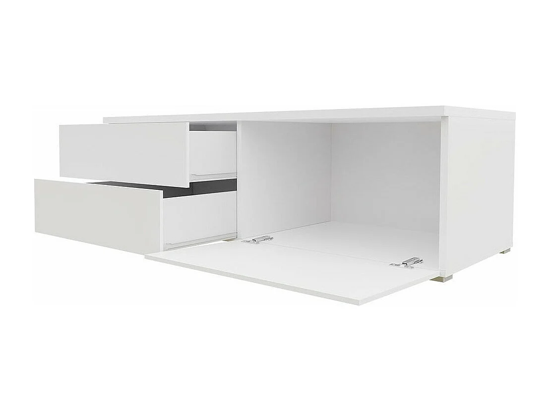 Mueble TV Nashville 129, Blanco|Blanco brillante, Número de puertas: 2.00, 200x35x45cm