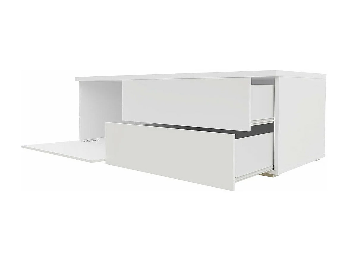 Mueble TV Nashville 129, Blanco|Blanco brillante, Número de puertas: 2.00, 200x35x45cm