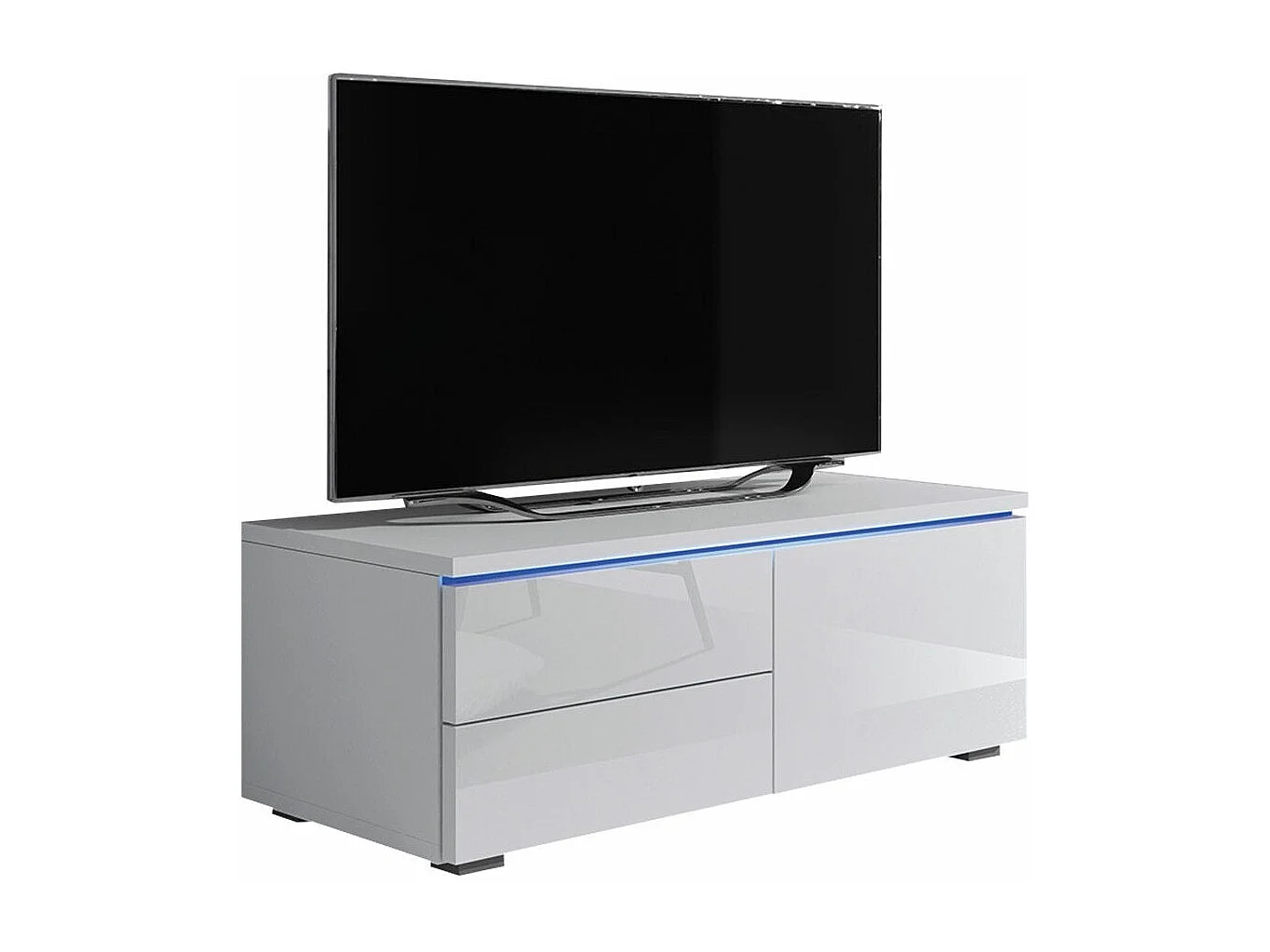 Meuble TV Nashville 130, Blanc brillant|Blanc, Le nombre de portes: 1, 100x35x45cm