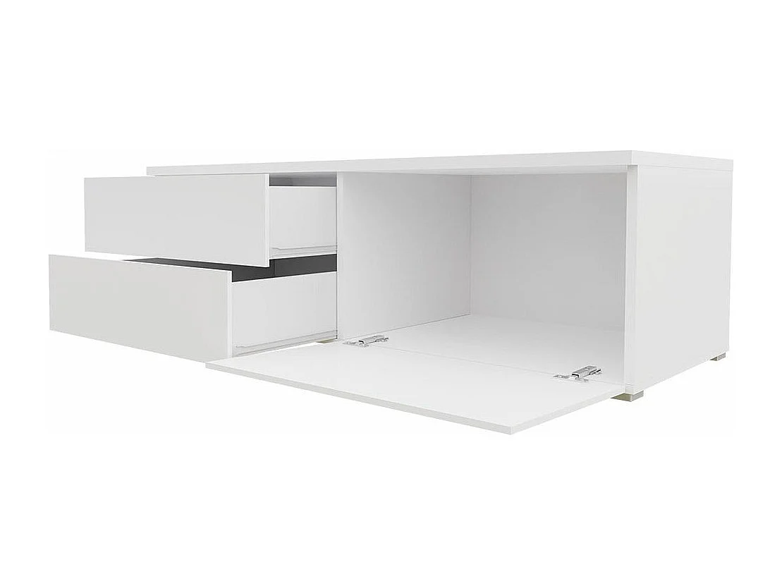 Meuble TV Nashville 130, Blanc brillant|Blanc, Le nombre de portes: 1, 100x35x45cm
