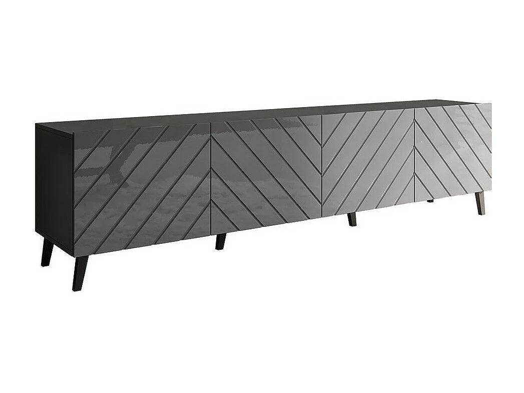 Mueble TV Charlotte 145, Grafito brillante|Grafito, Número de puertas: 4.00, 200x52x42cm