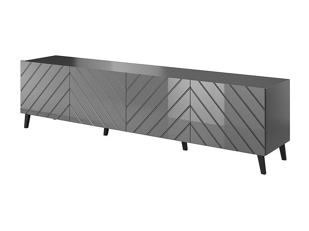 Mueble TV Charlotte 145, Grafito brillante|Grafito, Número de puertas: 4.00, 200x52x42cm