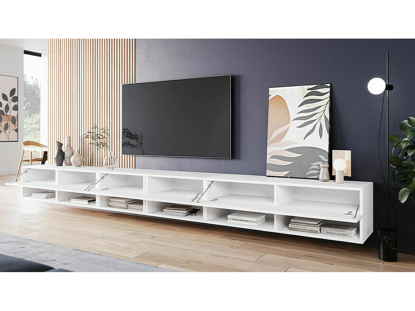 Mesa para TV Sarasota 144, O número de portas: 3, 300x30x33cm