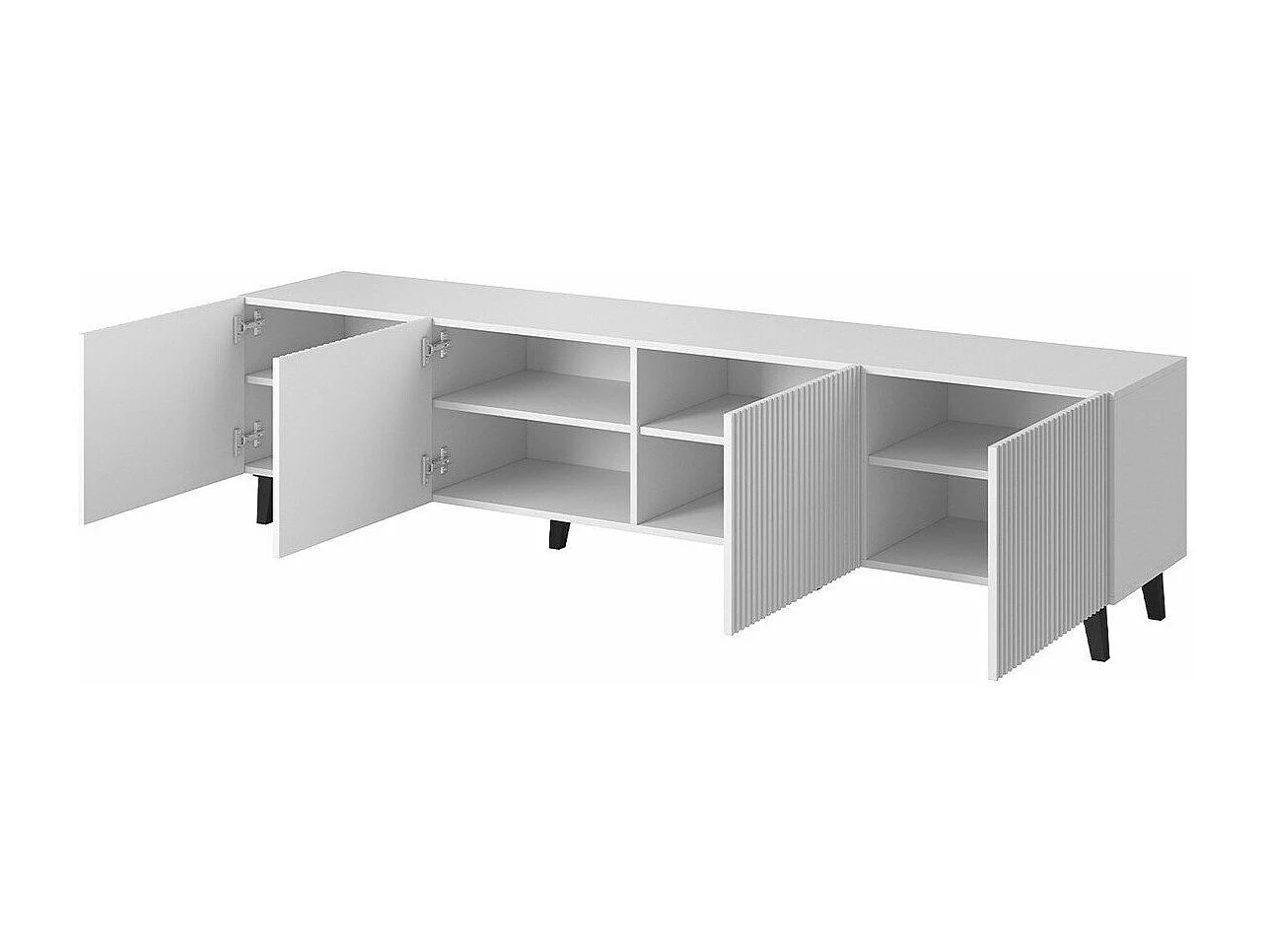 Mueble TV Charlotte H103, Blanco, Número de puertas: 4.00, 201x52x40cm