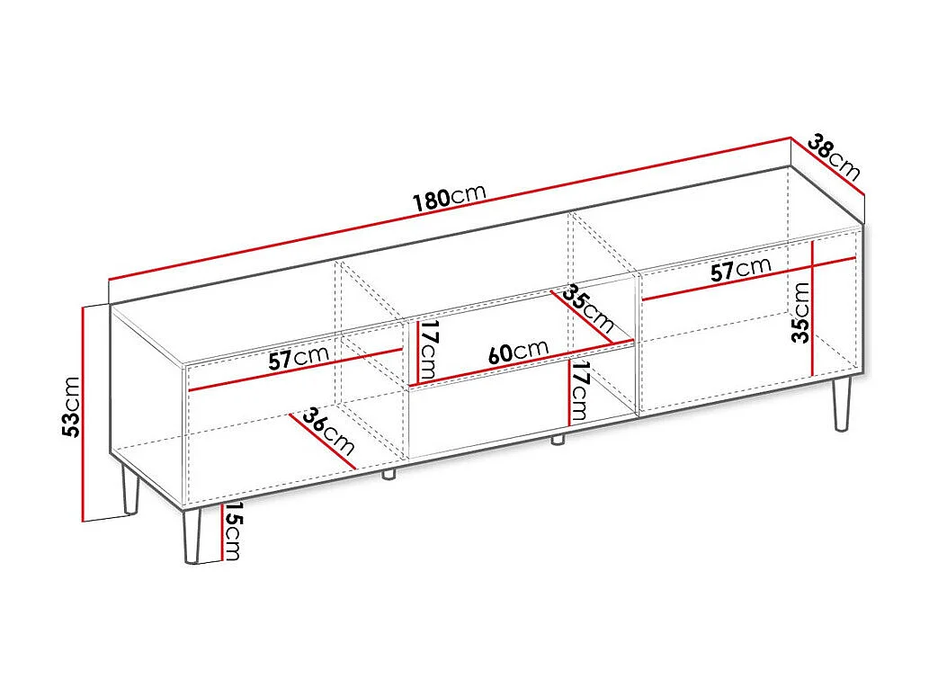 Mobile porta TV Comfivo Mavmono 106, Nero, 180x53x40cm