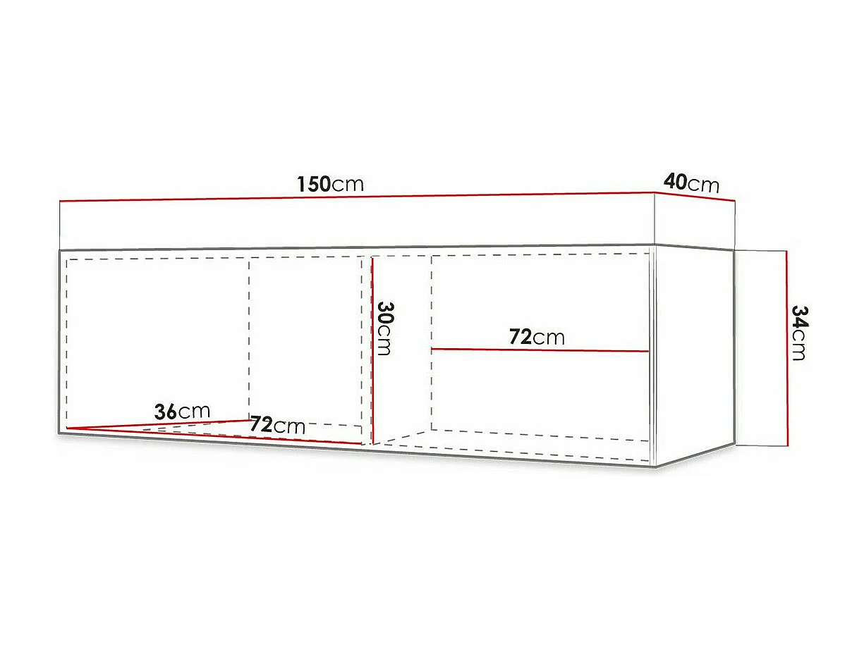 Meuble TV Elblaru 106, Blanc, Le nombre de portes: 1, 150x34x40cm