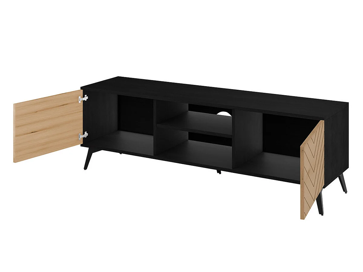 Móvel TV AMBIHOME JESS - Preto/Carvalho, C154xP39xA50cm