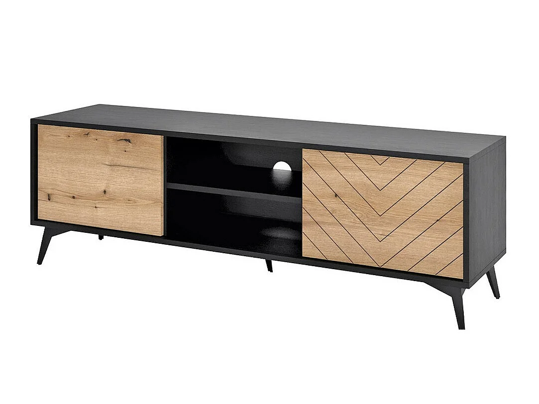 Móvel TV AMBIHOME JESS - Preto/Carvalho, C154xP39xA50cm