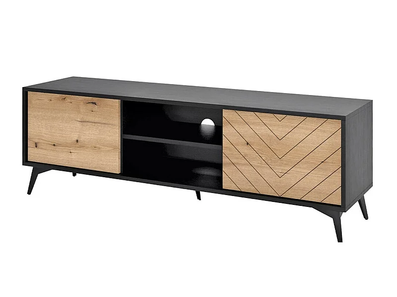 Móvel TV AMBIHOME JESS - Preto/Carvalho, C154xP39xA50cm