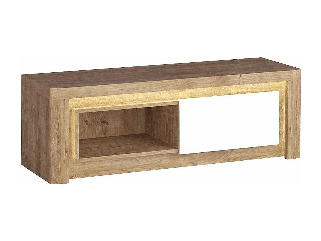 Mueble TV Stanton G109, Ribbeck roble|Blanco brillante, Número de cajones: 1.00, 124x42cm