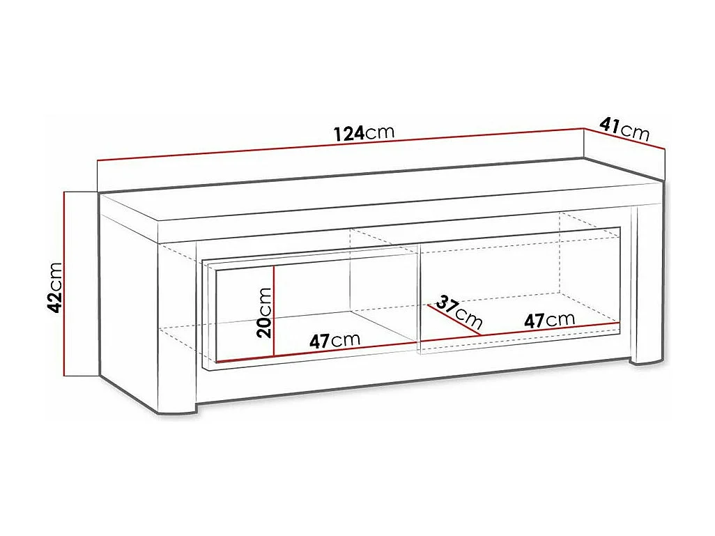 Mueble TV Stanton G109, Ribbeck roble|Blanco brillante, Número de cajones: 1.00, 124x42cm