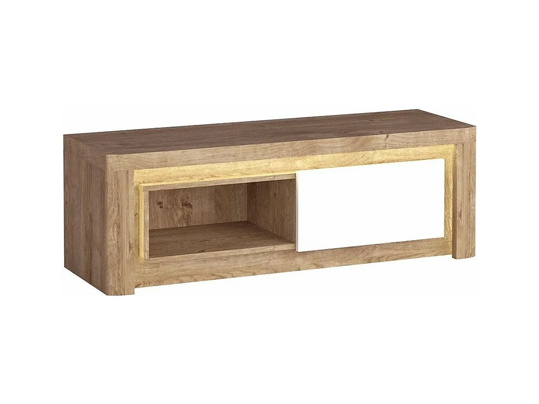 Mueble TV Stanton G109, Ribbeck roble|Blanco brillante, Número de cajones: 1.00, 124x42cm
