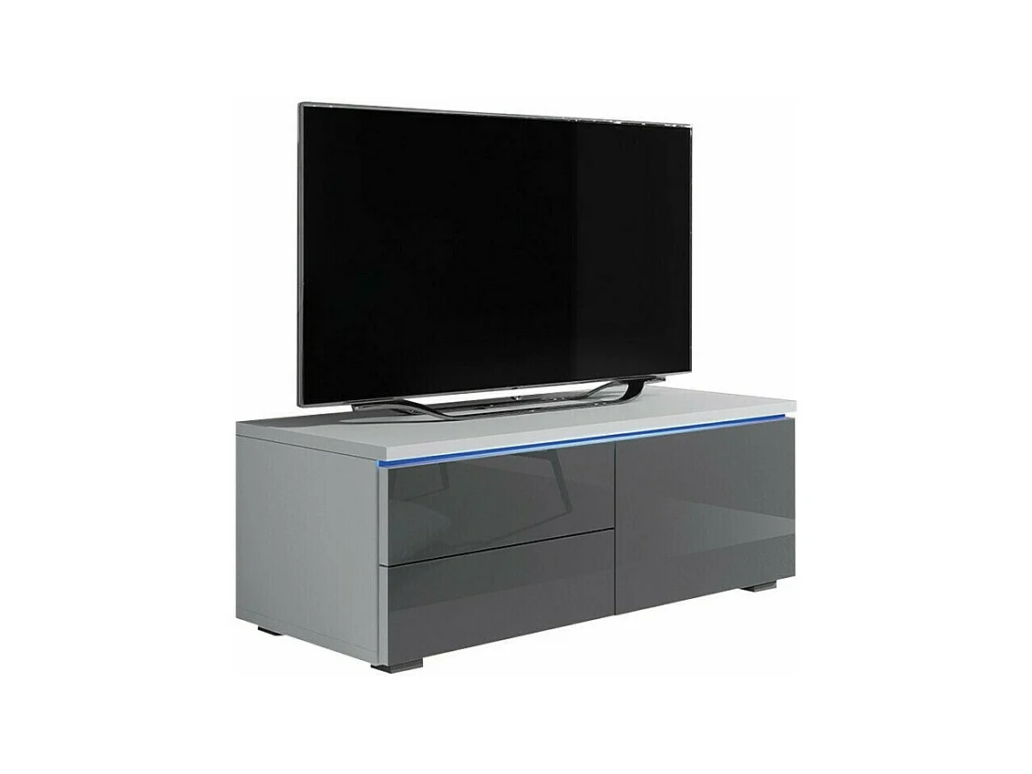 Mueble TV Nashville 130, Gris brillante|Blanco, Número de puertas: 1.00, 100x35x45cm