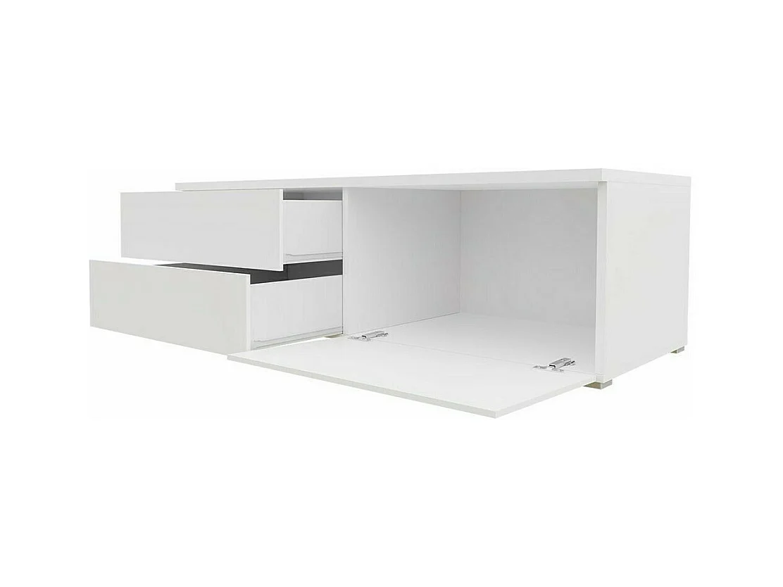 Mueble TV Nashville 130, Gris brillante|Blanco, Número de puertas: 1.00, 100x35x45cm