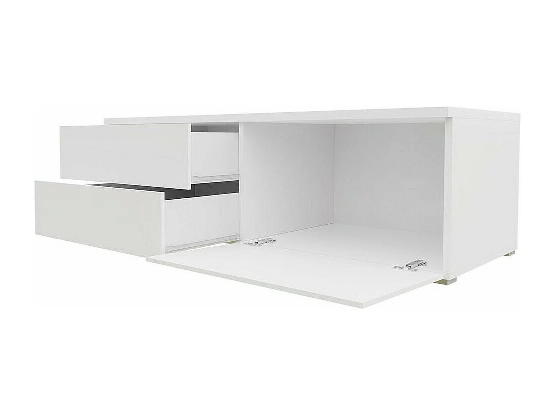 Mueble TV Nashville 130, Gris brillante|Blanco, Número de puertas: 1.00, 100x35x45cm