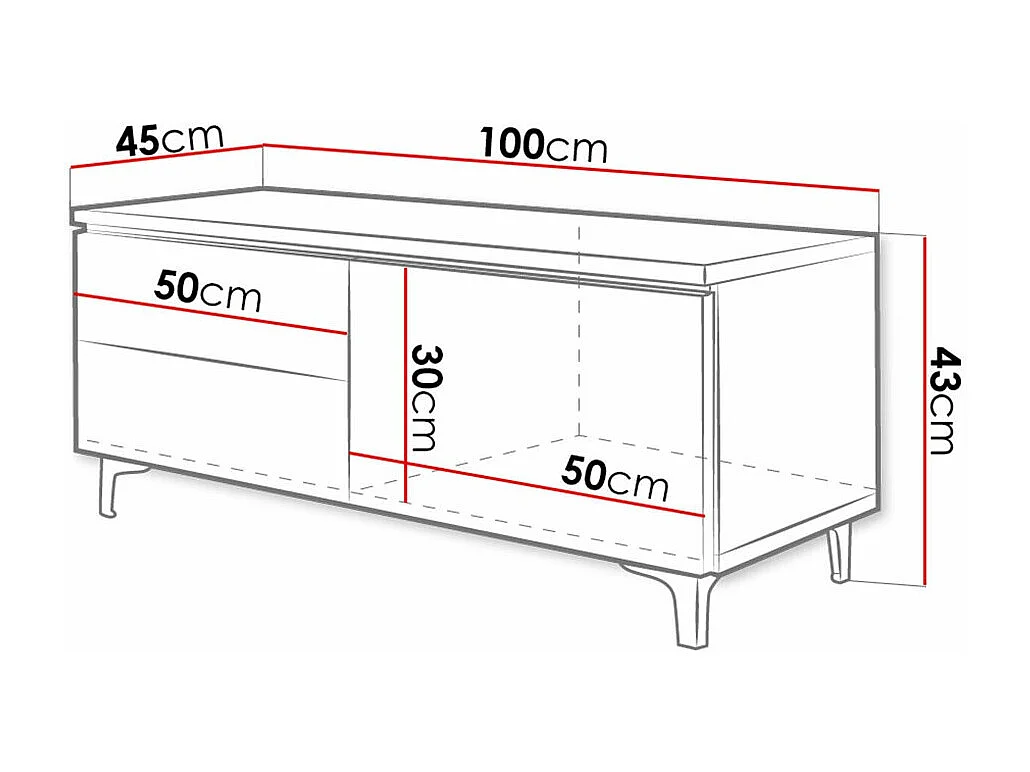 Mueble TV Nashville 130, Gris brillante|Blanco, Número de puertas: 1.00, 100x35x45cm