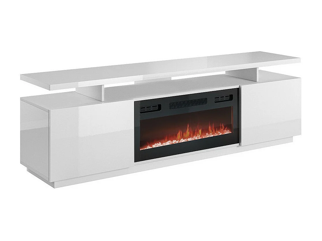 Mueble TV Charlotte 151, Negro|Blanco|Blanco brillante, Número de puertas: 2.00, 180x56cm