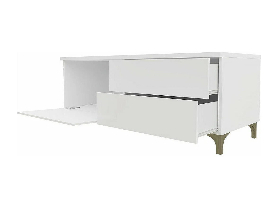 Meuble TV Nashville 128, Gris brillant|Blanc, Le nombre de portes: 2, 200x43x45cm