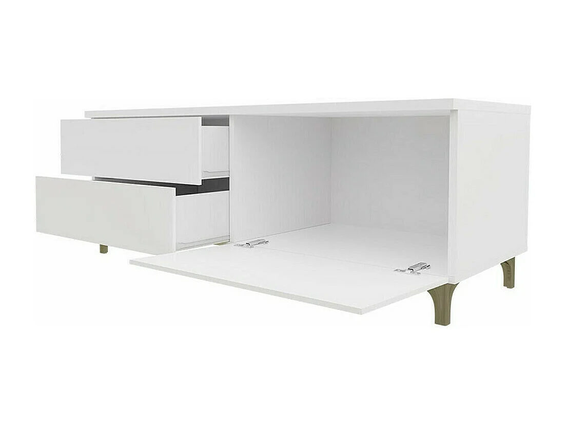 Meuble TV Nashville 128, Gris brillant|Blanc, Le nombre de portes: 2, 200x43x45cm