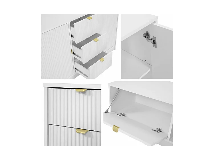 Meuble TV Comfivo Larmire 104, Blanc, 180x40x40cm
