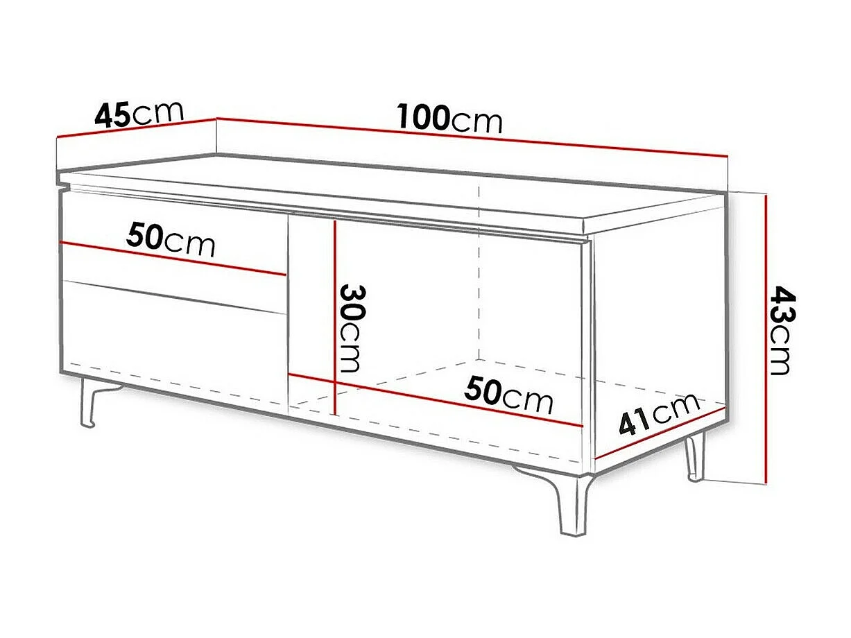 Meuble TV Nashville 119, Le nombre de portes: 1, Nombre de tiroirs: 2, 100x43x45cm