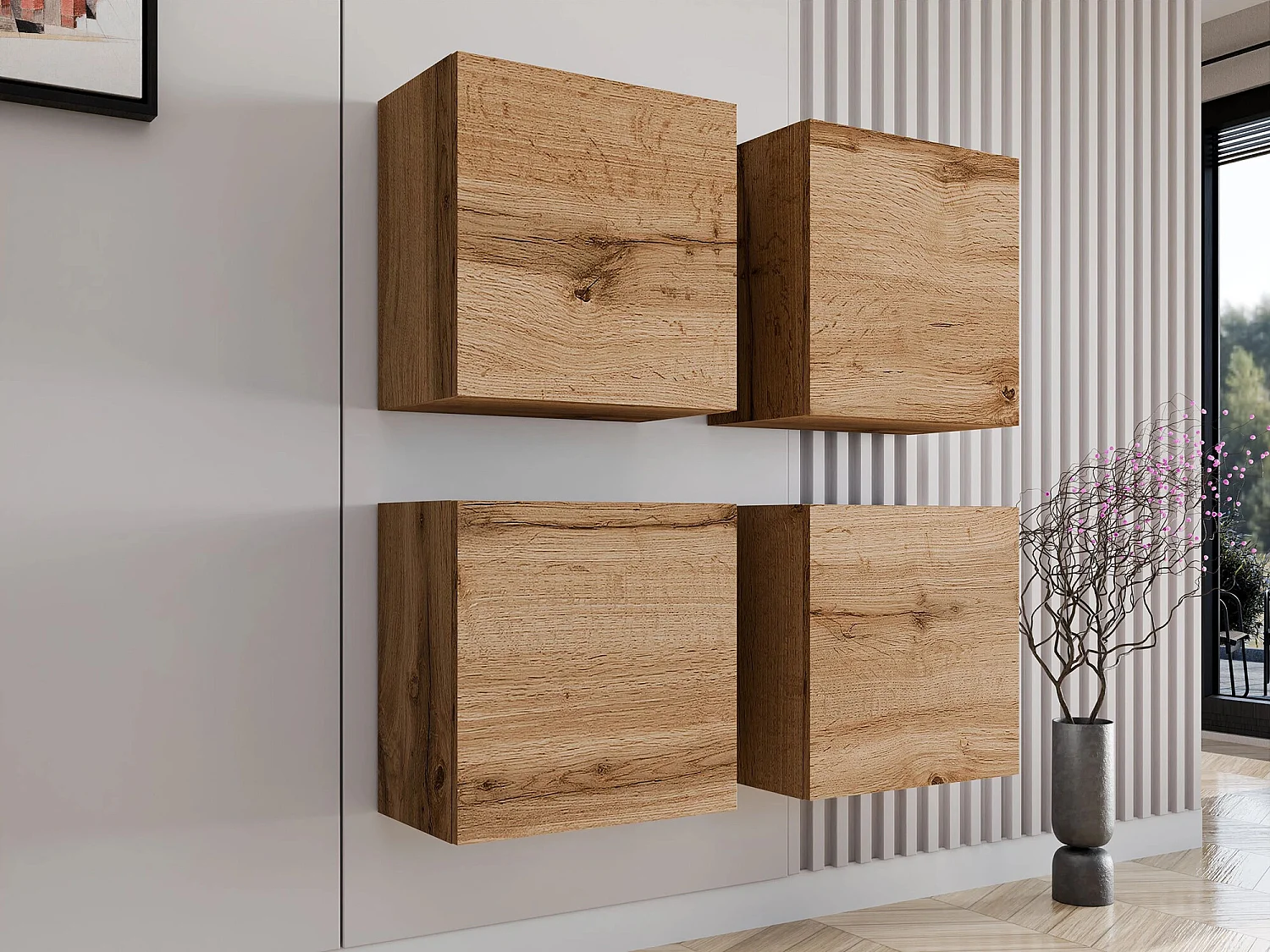 Ensemble d'armoires Venenou 143, Chêne wotan, 100x100x30cm, MDF|Stratifié