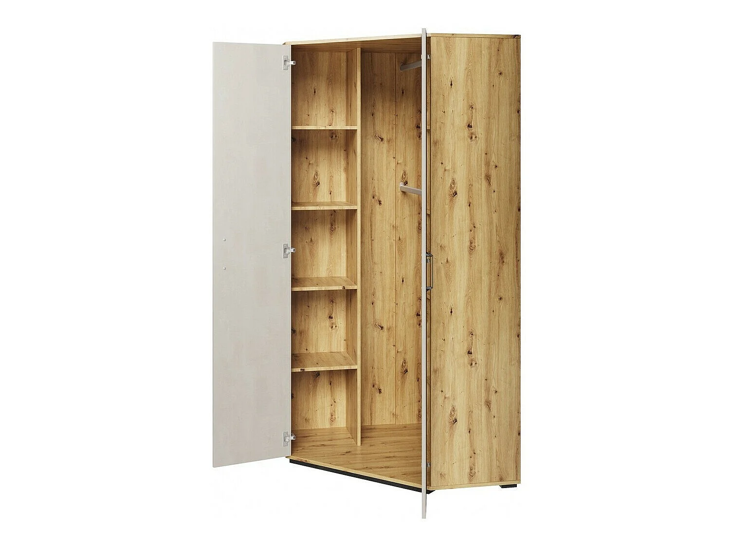 Armoire d'angle Orlveno 100, Chêne Artisan|Gris, 195x95x95cm, Nombre d'étagères: 8