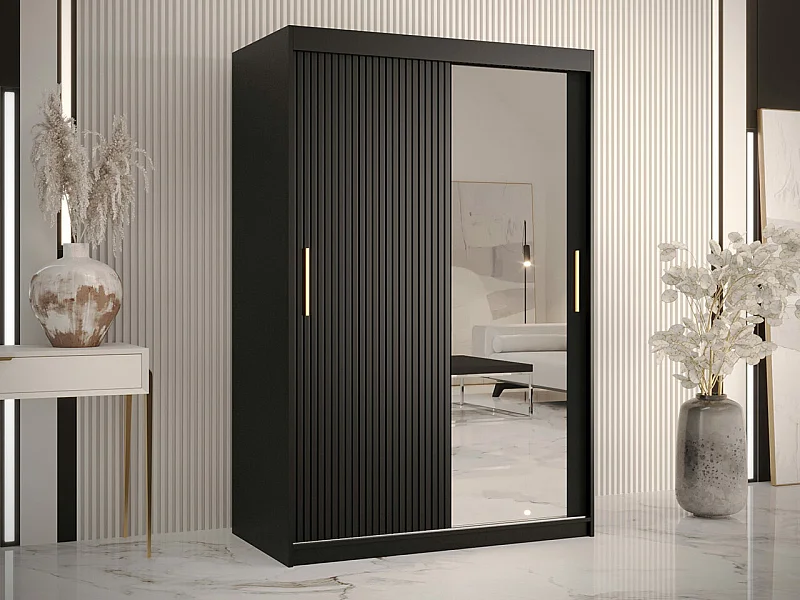 Armario Hartford 401, Negro, 200x120x62cm, Puertas de armario: Correderas