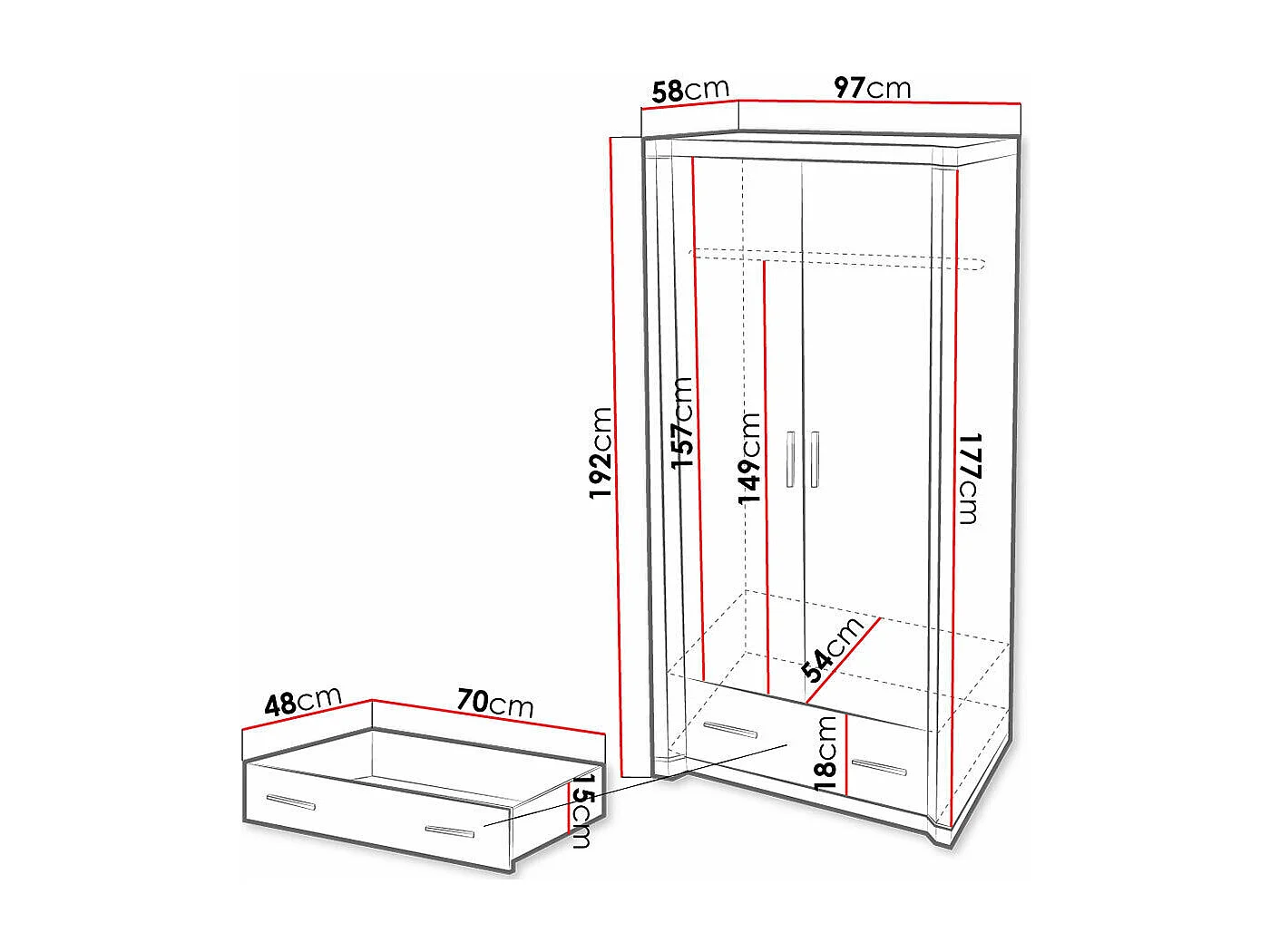 Armadio Lorelie 118, Sonoma quercia, 192x97x58cm, Porte armadi: Battenti
