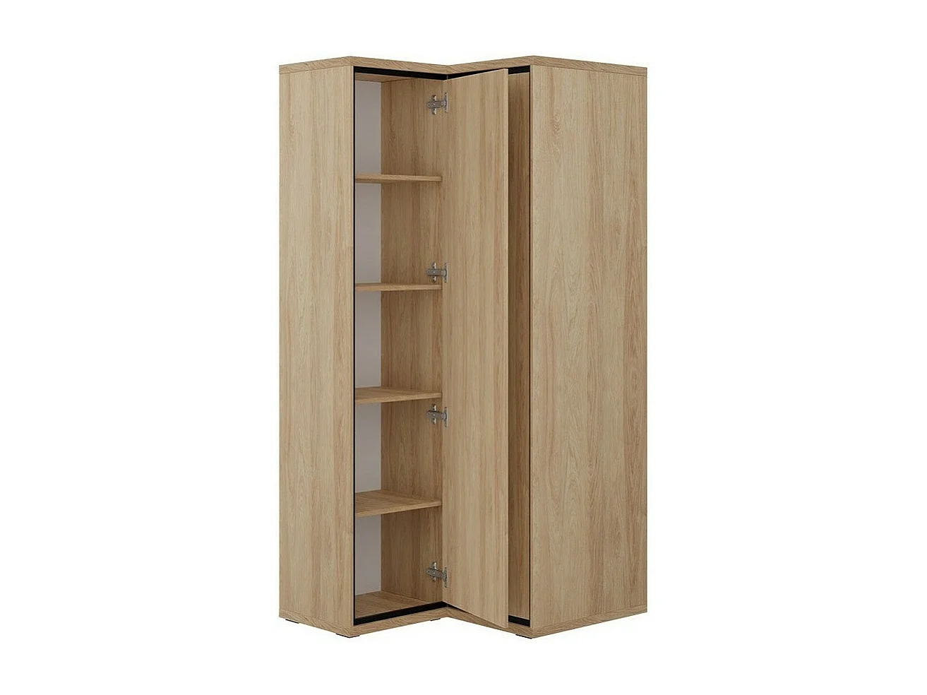 Armoire d'angle Etrmoni 110, Clair bois, 197x103x85cm, Nombre d'étagères: 5