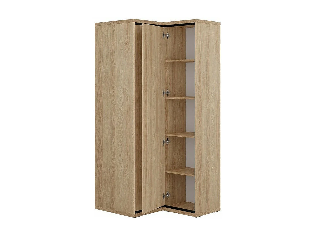 Armoire d'angle Etrmoni 110, Clair bois, 197x103x85cm, Nombre d'étagères: 5