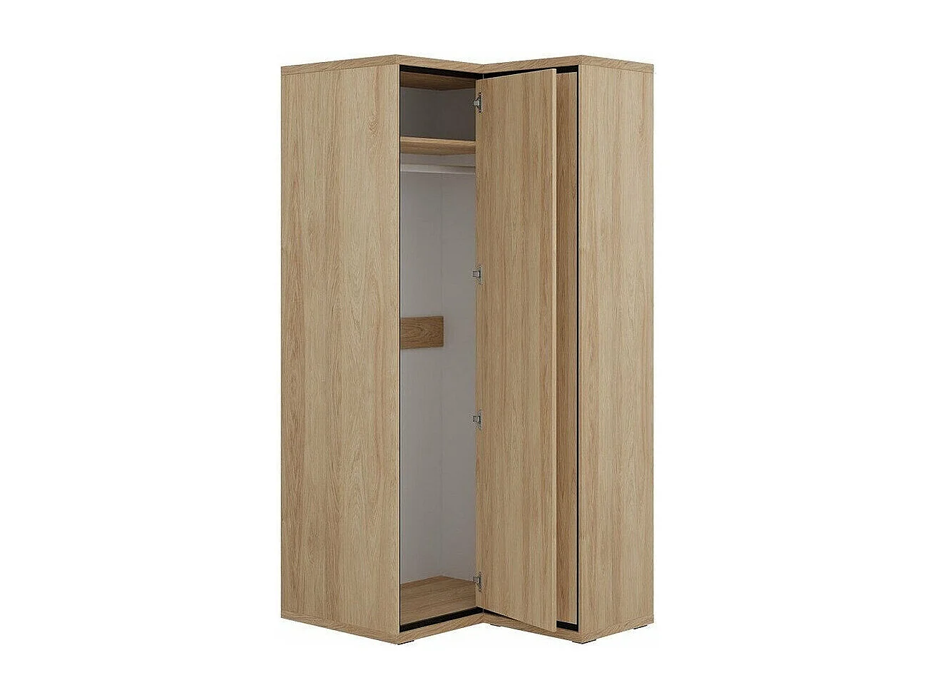 Armoire d'angle Etrmoni 110, Clair bois, 197x103x85cm, Nombre d'étagères: 5