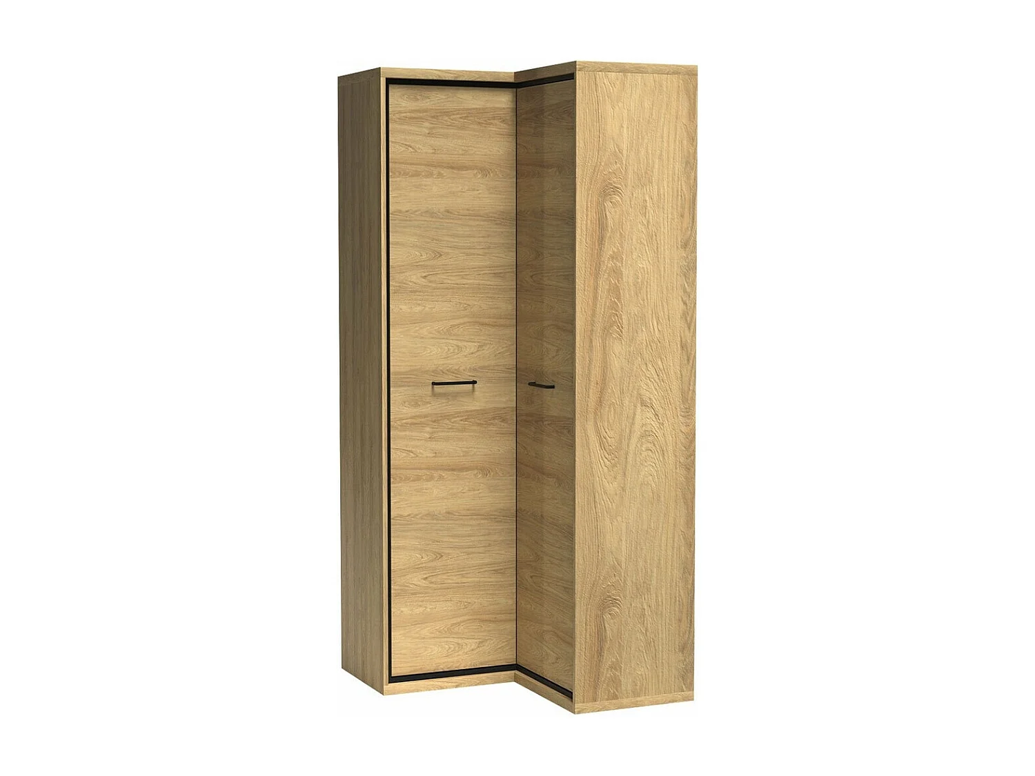 Armoire d'angle Etrmoni 110, Clair bois, 197x103x85cm, Nombre d'étagères: 5