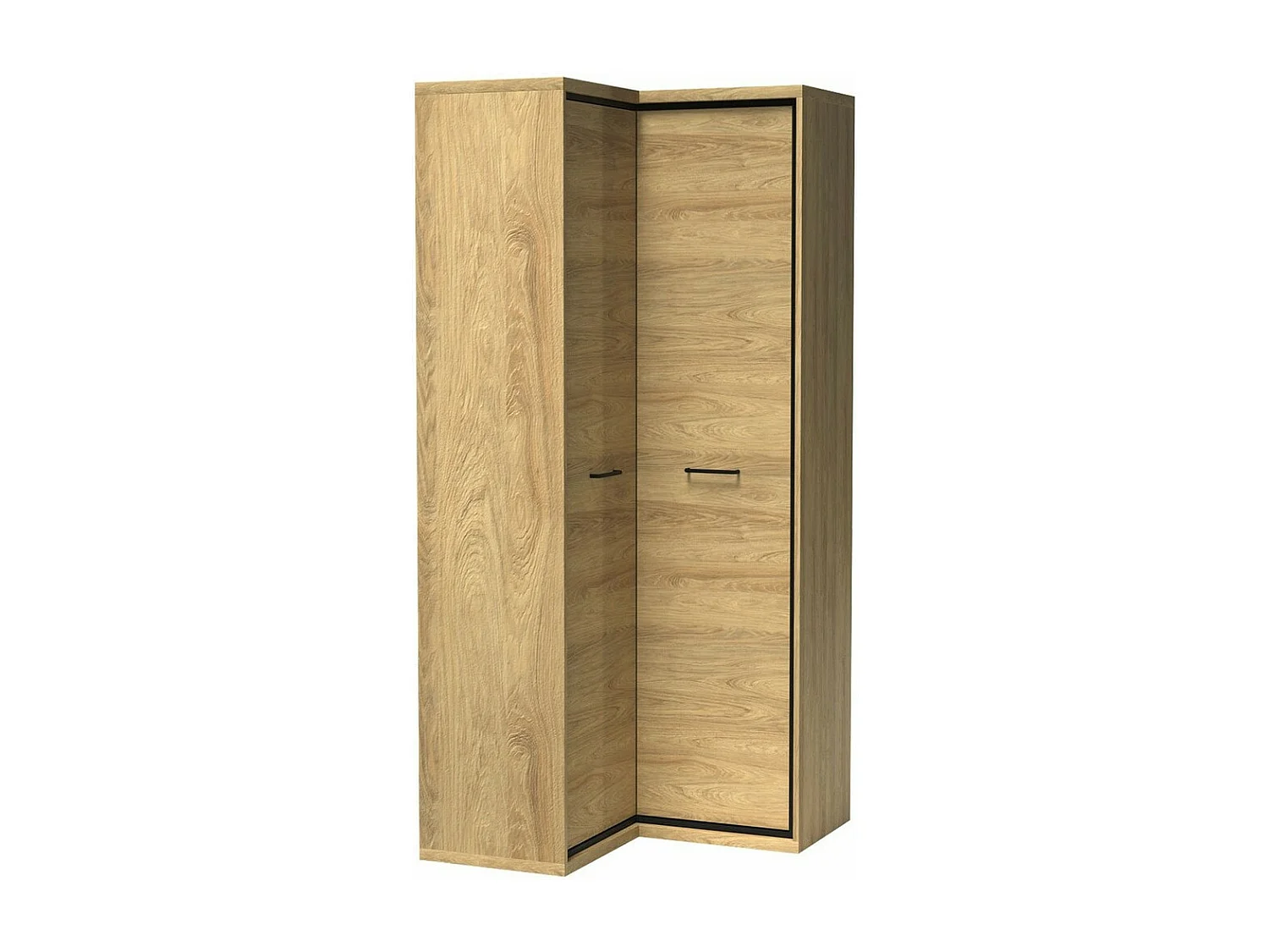 Armoire d'angle Etrmoni 110, Clair bois, 197x103x85cm, Nombre d'étagères: 5