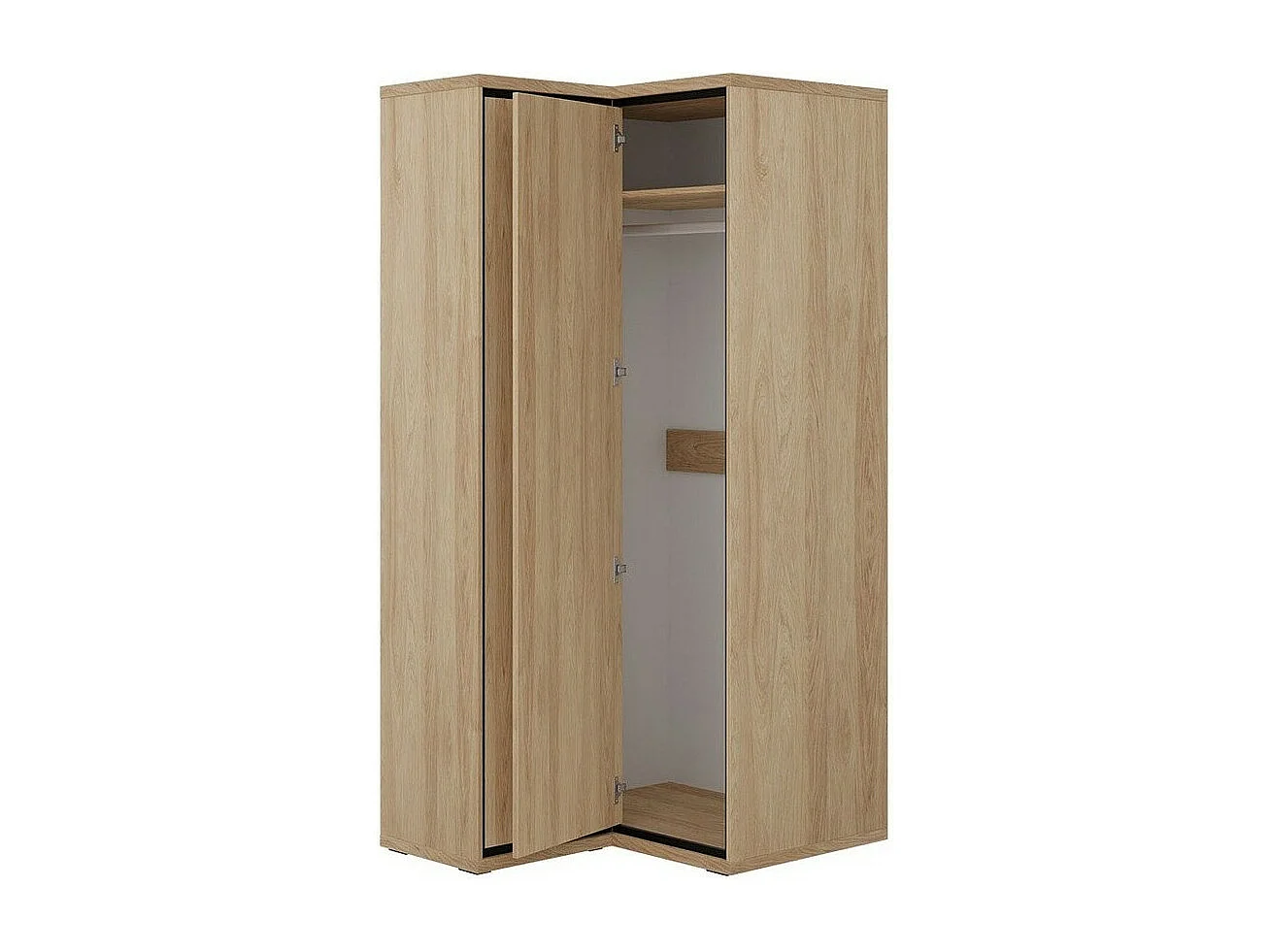 Armoire d'angle Etrmoni 110, Clair bois, 197x103x85cm, Nombre d'étagères: 5