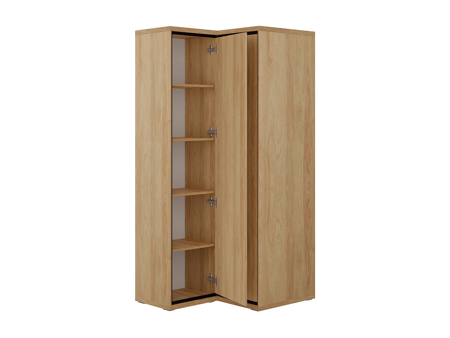 Armoire d'angle Etrmoni 110, Clair bois, 197x103x85cm, Nombre d'étagères: 5