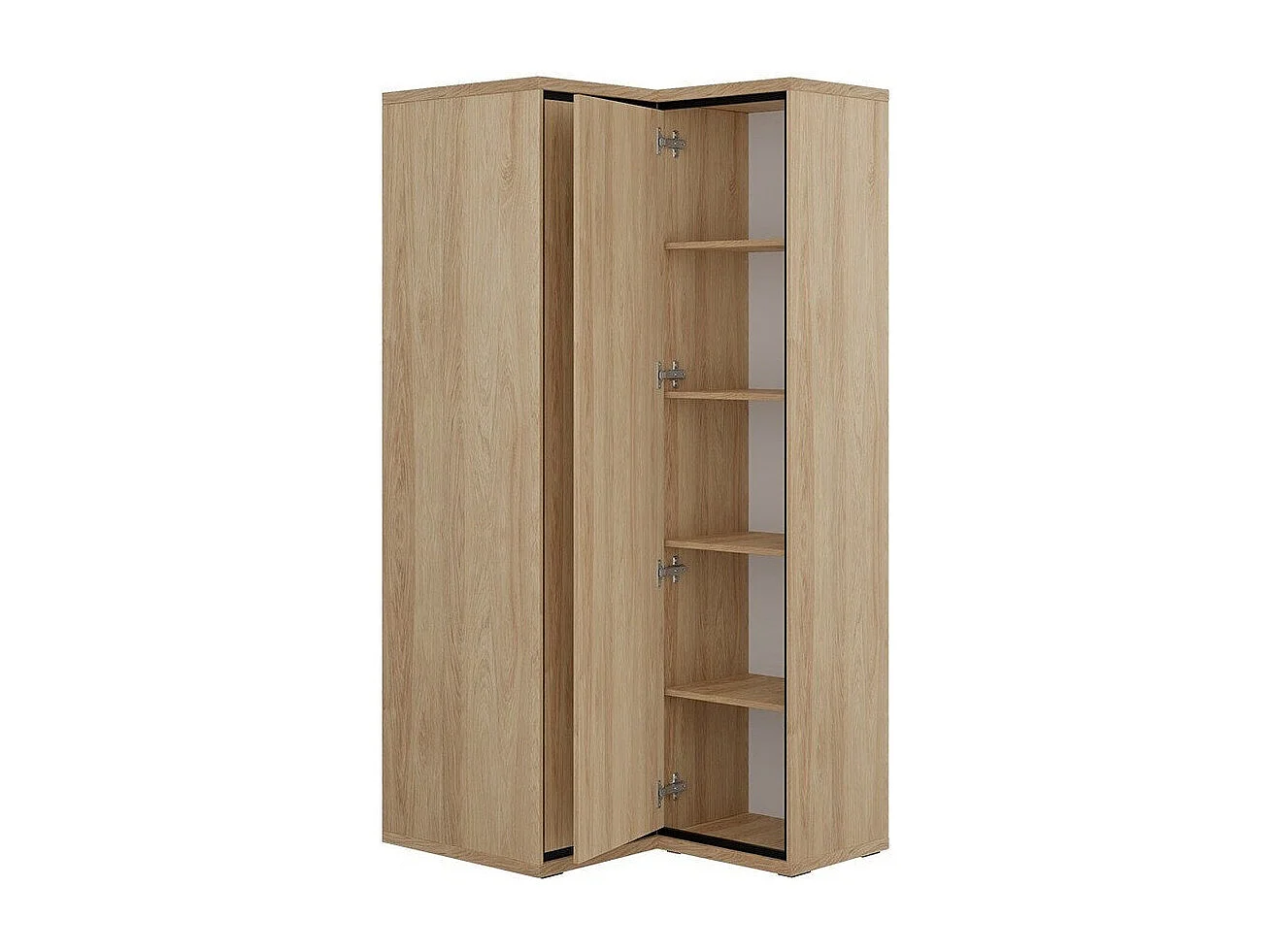 Armoire d'angle Etrmoni 110, Clair bois, 197x103x85cm, Nombre d'étagères: 5