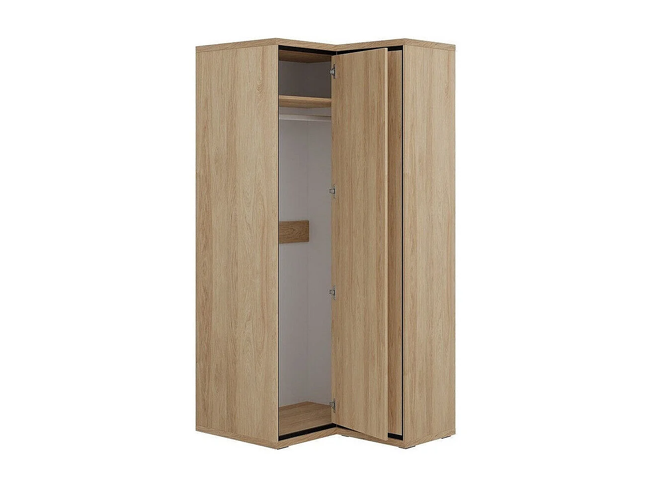 Armoire d'angle Etrmoni 110, Clair bois, 197x103x85cm, Nombre d'étagères: 5