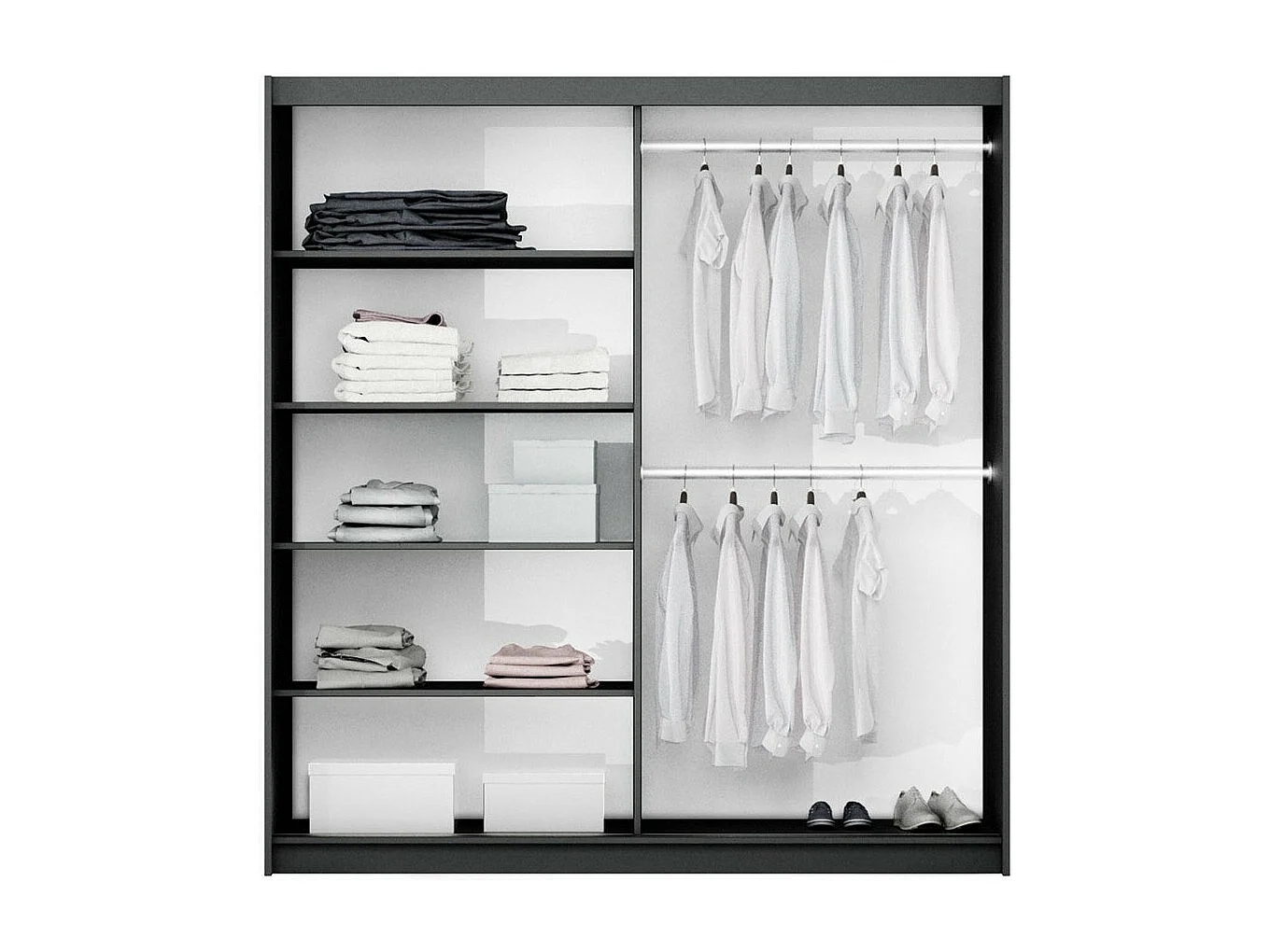 Armario Honolulu 229, Blanco, 215x200x65cm, Puertas de armario: Correderas