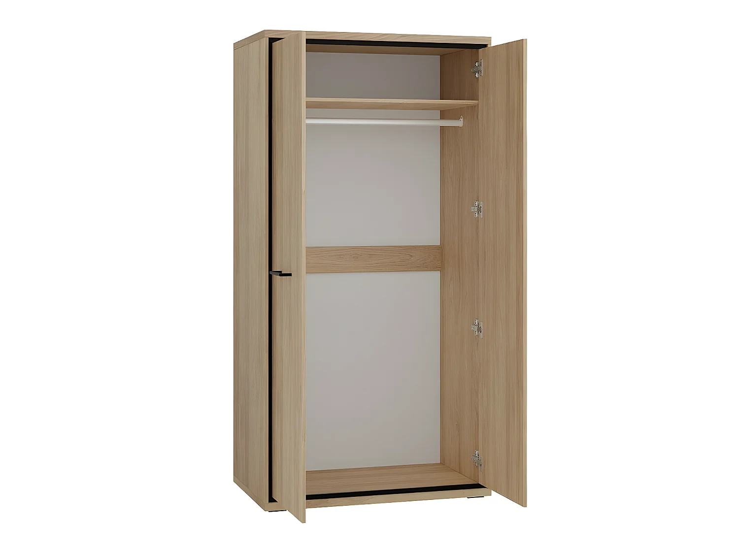 Armario Etrmoni 100, Luminoso madera, 197x92x59cm, Puertas de armario: Con bisagras