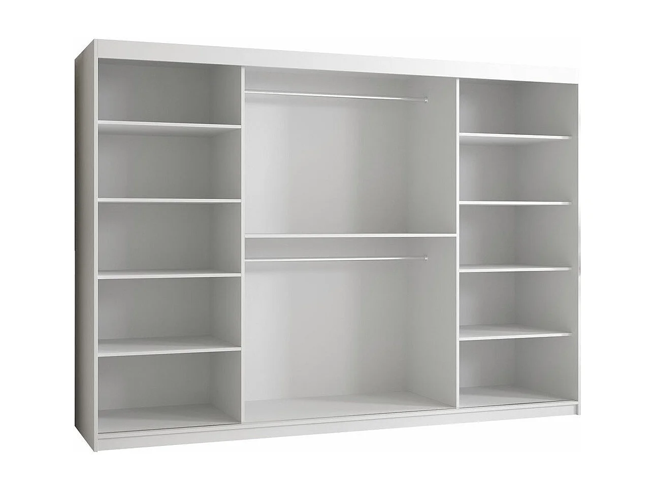 Armoire Anulio II, Blanc, 200x250x62cm, Portes d'armoire: Coulissantes