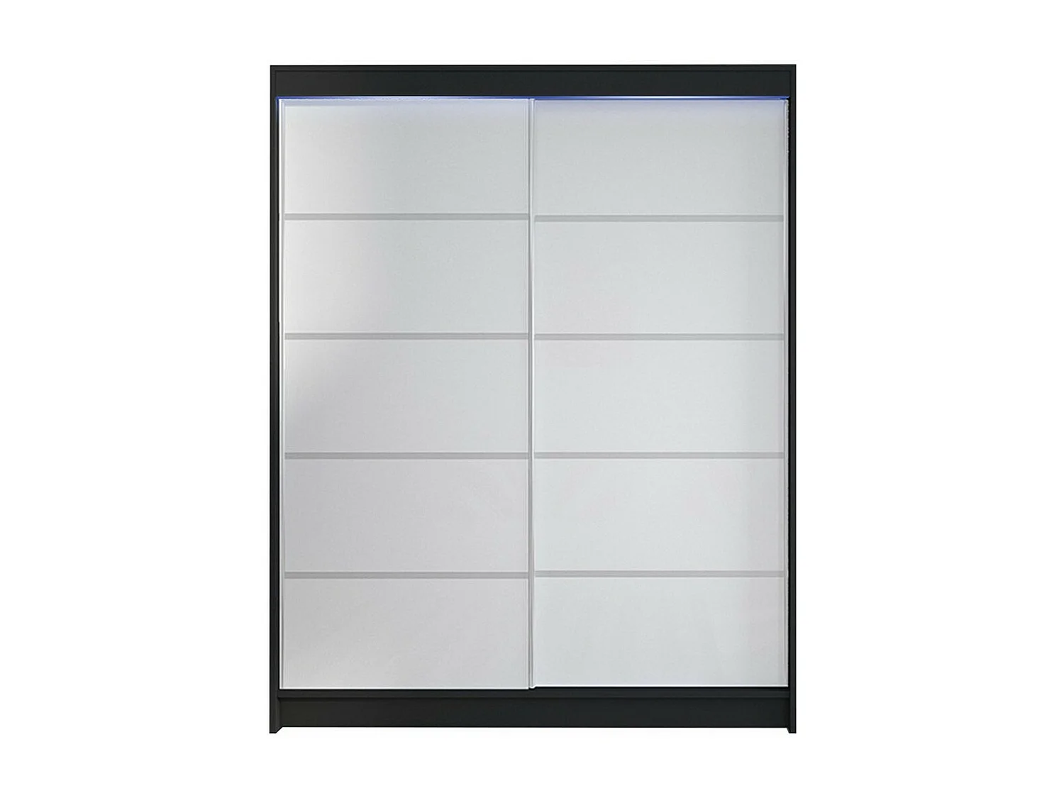Armoire Closico 145, Noir|Blanc, 200x150x58cm, Portes d'armoire: Coulissantes