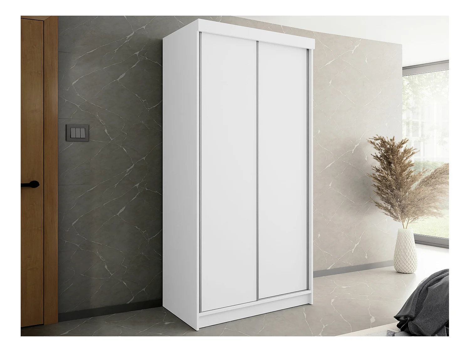 Armario Dover 104, Blanco, 200x100x62cm, Puertas de armario: Correderas