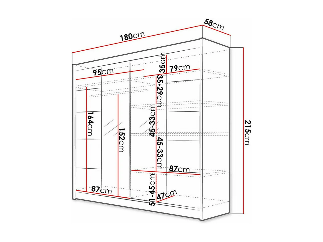 Armoire Closico 154, Noir|Chêne Artisan, 215x180x58cm, Portes d'armoire: Coulissantes